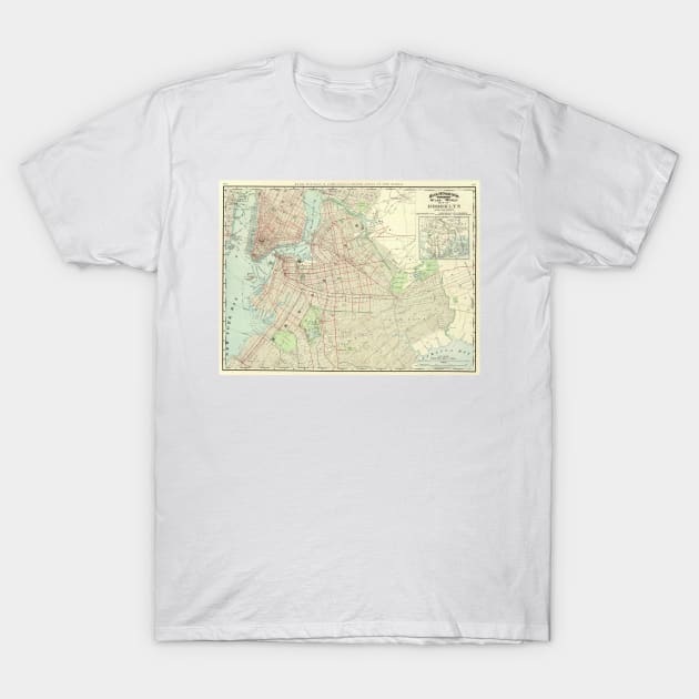 Vintage Map of NYC and Brooklyn (1897) T-Shirt by Bravuramedia